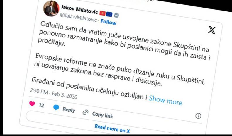 Prekjuče su  poslanici usvojili 25 zakona za sat bez rasprave